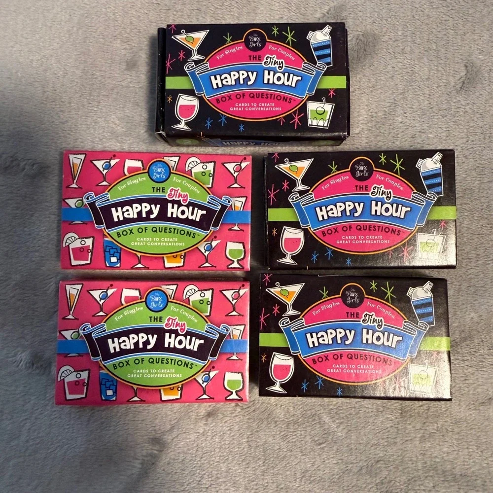 The Box Girls The Tiny Happy Hour Matchbox Style Box of Questions Party Game New